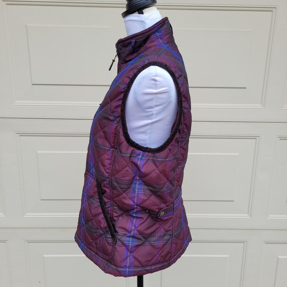 Lauren Ralph Lauren Puffer Vest Quilted Plaid Burgundy Purple size Large - Picture 6 of 14